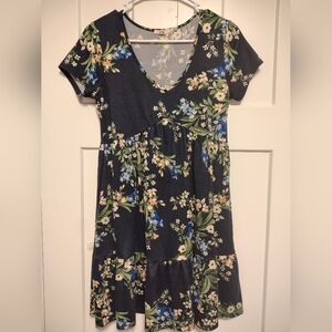 Miami Navy Floral V-Neck Dresse - Size S